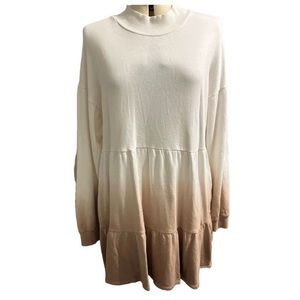 Wild Fable Long Sleeve Cream Tan Ombré Babydoll Dress XL